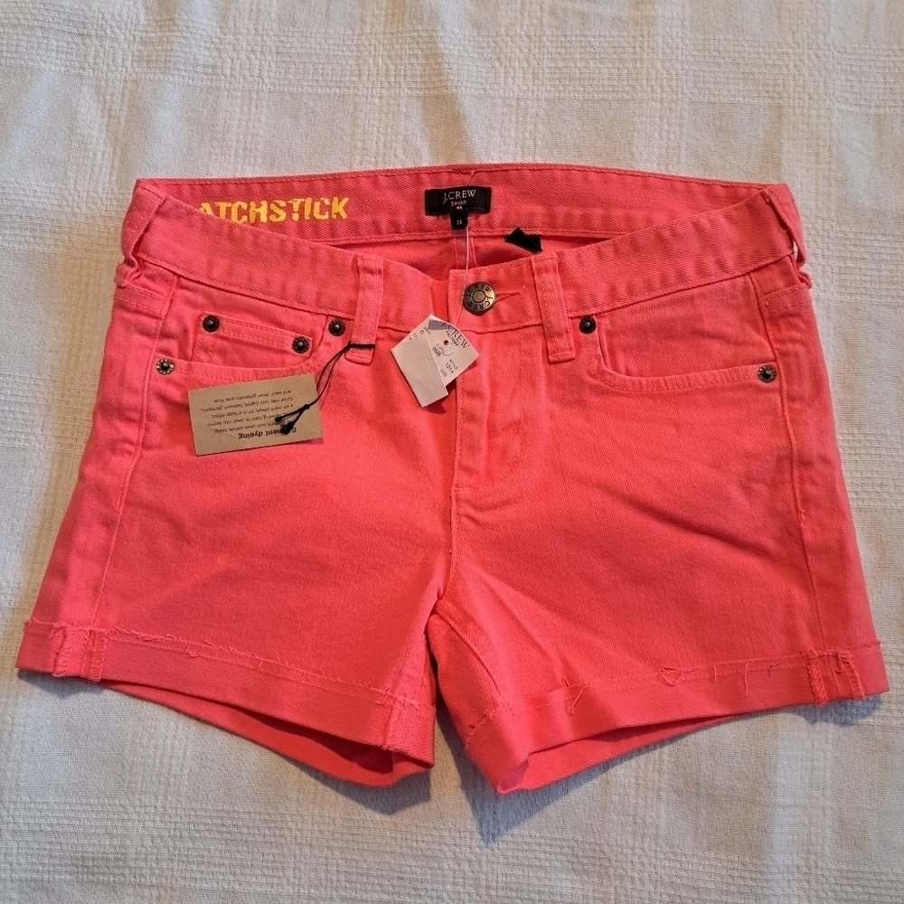 J. Crew women's size 26 bright coral Matchstick stretch Shorts, New
